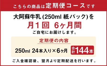 大阿蘇牛乳 計144本（250ml×24本入り×6ヶ月）生乳100% らくのうマザーズ