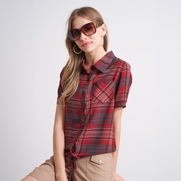 CLL巧玲瓏 經典紅格前抽繩襯衫上衣 7123941