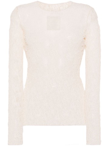 Uma Wang - lace sheer top - women - Elastane/Polyamide - M - Neutrals