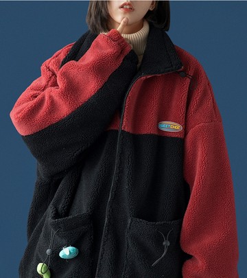 FINDSENSE X 女羊羔毛保暖外套秋冬加厚立領棉服上衣外套