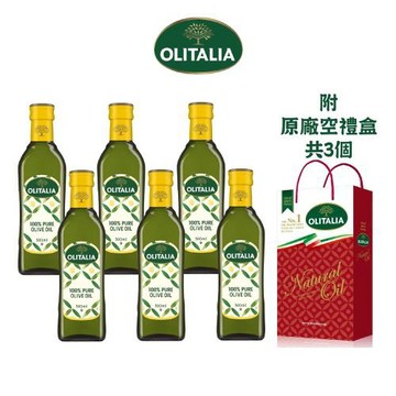 Olitalia 奧利塔 純橄欖油500ml x6罐 (附原廠雙入空禮盒 x3個)