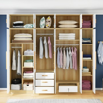 免運 開立發票  北歐實木衣柜現代簡約板式出租房臥室小戶型大衣櫥經濟型衣柜組裝