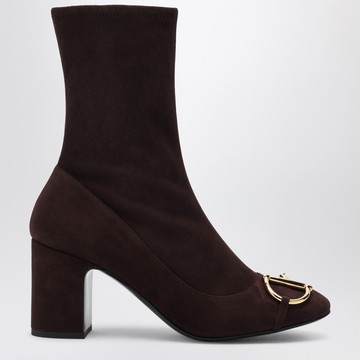 Brown Suede Ankle Boot with Half Bit