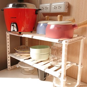 樂嫚妮 多功能伸縮置物收納架-北歐白伸縮置物架-北歐白