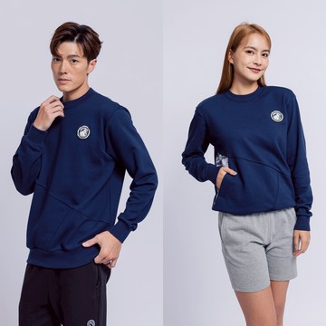 KINGO男女共款｜丈青印花剪接大學T 421133｜官方直營