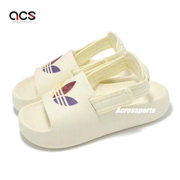 adidas 涼鞋 Adifom Adilette J 大童 女鞋 奶油白 休閒鞋 環保材質 三葉草 愛迪達  JP5521
