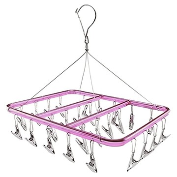 德利生活 曬衣夾鋁合金方形30夾 堅固耐用不鏽鋼夾 多功能晾曬襪子內衣 節省空間收納方便  玫瑰色  1個