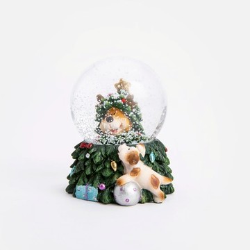 奧可利水晶球4.5cm 小熊與小狗