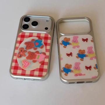 ✨iphone可愛手機殼✨ins新年圣誕小熊餅干秋冬銀邊適用蘋果iPhone17promax手機殼16pro