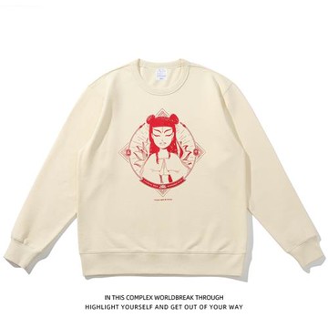 2023春秋潮牌男士圓領衛衣純棉印花痛仰樂隊哪吒青年搖滾外套學生