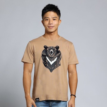 【森林系系列】勇氣黑熊中性款T(淺咖啡)