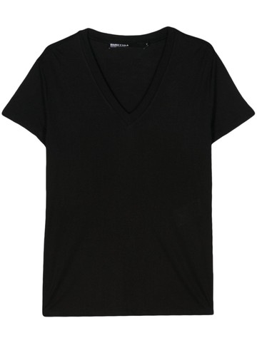 Bimba y Lola - V-neck jersey T-shirt - women - Viscose - XL - Black