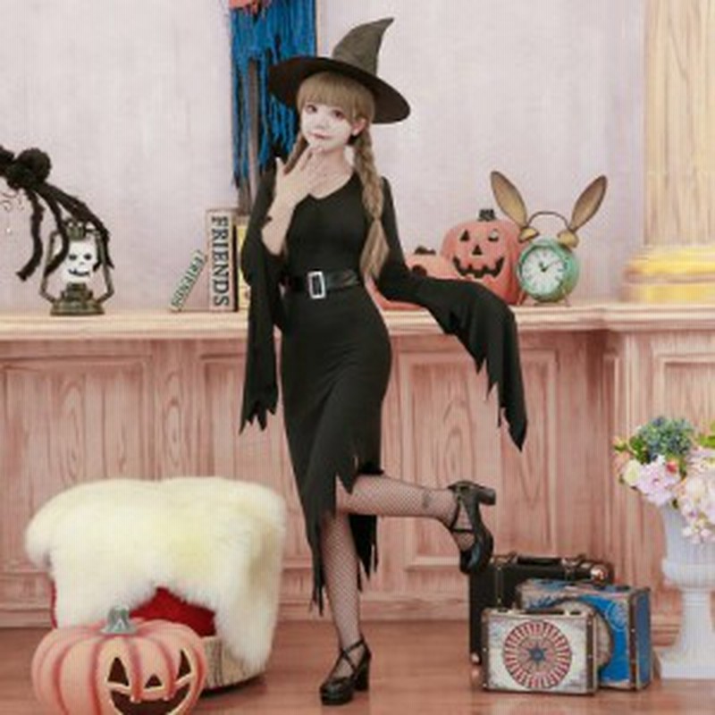 Witch ハロウィン コスプレ 衣装 魔女 3点セット レディース ウィッチ 仮装 コスチューム 幽霊 デビル ブラック 黒 ワンピース レース 通販 Lineポイント最大get Lineショッピング