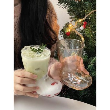 圣誕靴子杯ins風創意鞋子造型甜品雪糕玻璃杯咖啡果汁雞尾啤酒杯