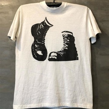 設計感小眾純棉潮流短袖oldschool鞋子印花痞帥男女重磅棉質感T恤