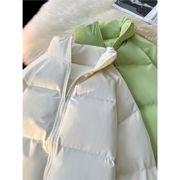 藍可樂立領棉服女秋冬季加厚保暖外套寬松顯瘦百搭面包服情侶棉衣