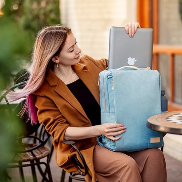 Siena 旅行背包-水藍色 | 防潑水 電腦雙肩後背包 外置USB充電