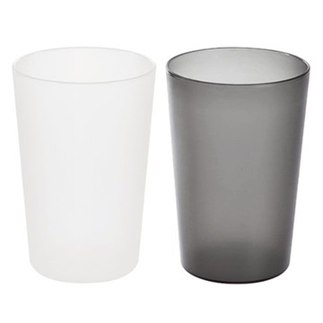 OMORY 無印風漱口杯 380ml容量 PP材質 柔軟安全耐用  透明色  2個