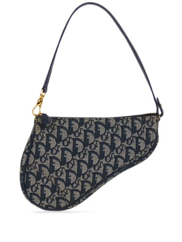 Christian Dior - 2001 pre-owned Oblique Saddle bag - women - Canvas/Leather - One Size - Blue