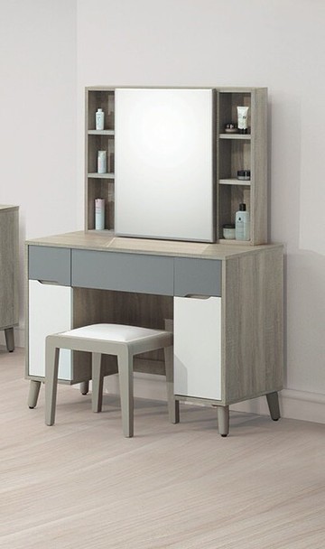 【歐風別館】肯詩特淺灰3.3尺鏡台【基隆至台中免運費】