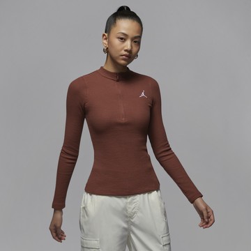 【NIKE】AS W J LS KNIT TOP 女 長袖上衣 修身版型 棕色-HF9469231
