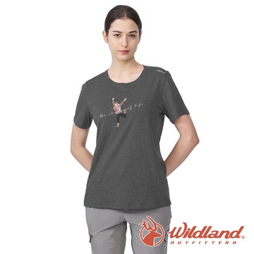 【wildland 荒野】女 山女孩機能快乾圓領短袖T恤『深灰』0B01617 戶外 休閒 運動 露營 登山 吸濕 排汗 快乾 舒適