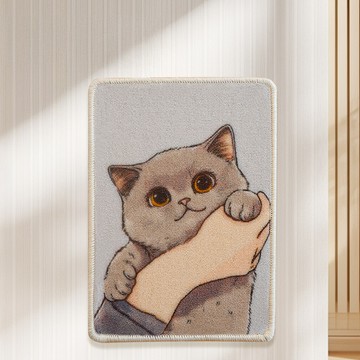 貼式貓抓板【擁抱藍貓】 貓玩具 貓抓墊 貓奴 不易掉屑 貓抓板 一撕即貼 寵物用品 牆貼貓抓墊 背膠黏貼 貓咪磨爪