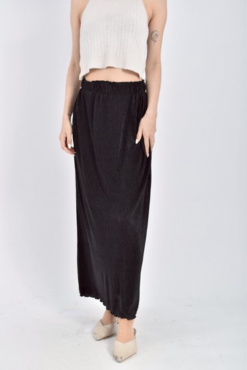 (M) lowrys farm質感鬆緊腰開衩黑色長裙