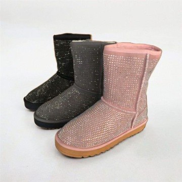 34/38-羊皮毛一體 ZUSE 雪地靴保暖一腳蹬酒紅粉平底棉靴女冬加絨