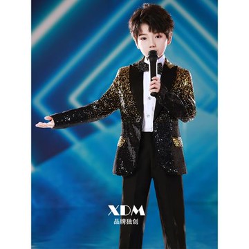 男童西裝套裝小學生帥氣英倫風潮裝主持人兒童學院風亮片演出禮服