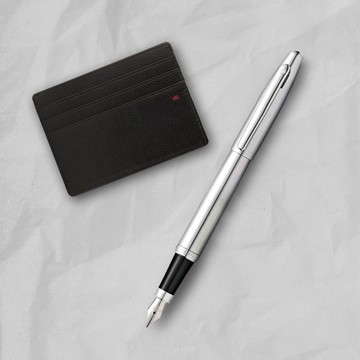 【SHEAFFER】VFM系列亮鉻鋼筆-M尖+經典卡夾禮盒 免費刻字