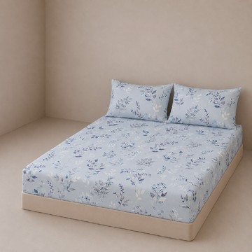 Aaron 艾倫生活家 60支100%天絲床包 + 枕套 2個  墨上花開  雙人(186 x 150cm)