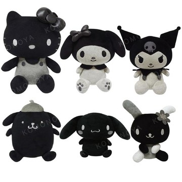 小禮堂 Sanrio 三麗鷗 絨毛玩偶娃娃 (黑白風格款) Kitty 美樂蒂 布丁狗 花小兔