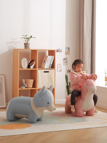 長頸鹿坐凳兒童沙發網紅動物卡通凳子換鞋凳軟包小鹿座椅客廳擺件