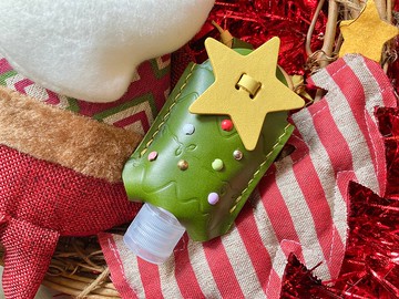 聖誕樹搓手液皮套 好好縫 皮革材料包 植鞣 DIY 防疫消毒 吊飾