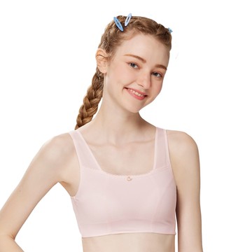 思薇爾 綻FUN鯨彩系列M-XXL無鋼圈素面少女短背心(雪花粉)