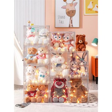 娃娃收納展示盒毛絨玩具亞克力玲娜貝兒玩偶迪士尼公仔透明手辦柜