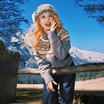 (免運)哈爾濱雪地拍照灰色費爾島毛衣女春秋冬季新款慵懶針織開衫外套