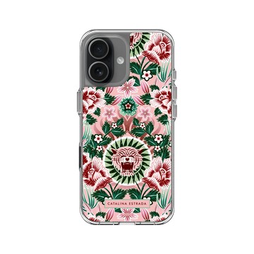 iPhone 17 Clear Case（相機按鈕） 透明 - Catalina Estrada - Pink Tiger and Flowers