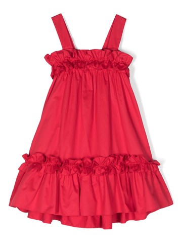Lapin House - ruffled-trim cotton dress - kids - Cotton - 6 yrs - Red