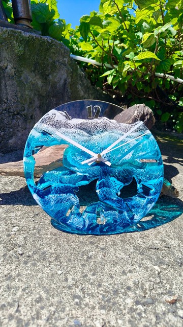 綠島手作/海浪海洋樹脂/掛鐘/靜音時鐘/水晶膠/海龜/壓克力客製化