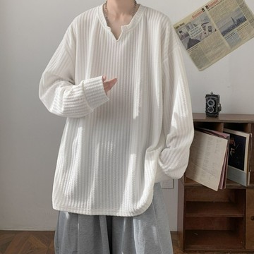 肌理感長袖t恤男2025春秋季痞帥高級感寬松ins內搭打底衫休閑上衣鑫弘-衣錦男裝