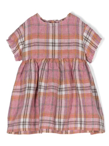 Il Gufo - check-pattern linen dress - kids - Linen/Flax - 12 - Pink