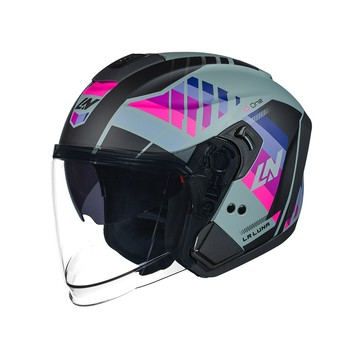 LALUNA 安全帽 IO-ONE 納伽 消光灰藍粉 半罩 3/4罩 通風 內藏墨鏡 雙層鏡 磁吸扣設寄 安全帽