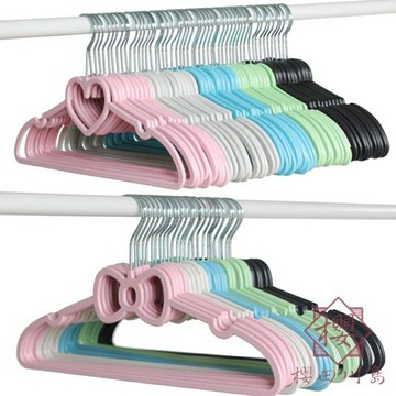 20支裝 衣架心形蝴蝶結塑料曬衣架可愛防滑衣撐【櫻田川島】