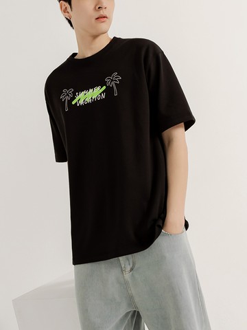 速乾空氣棉放暑假落肩短袖TEE