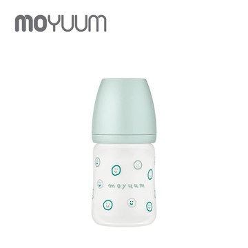韓國 MOYUUM 寬口矽膠玻璃奶瓶150ML(0M+)~微笑泡泡