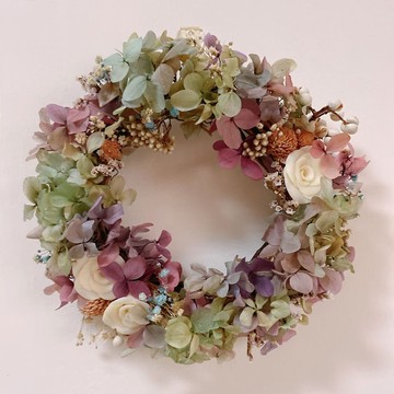 20cm白玫瑰花皂乾燥花圈禮盒 - 接單生產 中尺寸 精油擴香