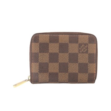 LOUIS VUITTON LV 路易威登 拉鍊零錢包 棕色 棋盤格帆布 N63070 【二手名牌BRAND OFF】