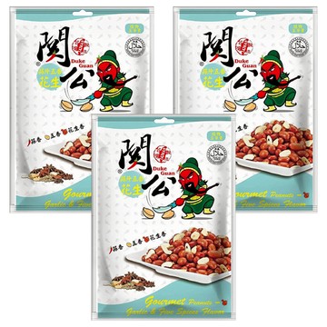 關公麻辣花生 蒜片五香花生  100g  3袋